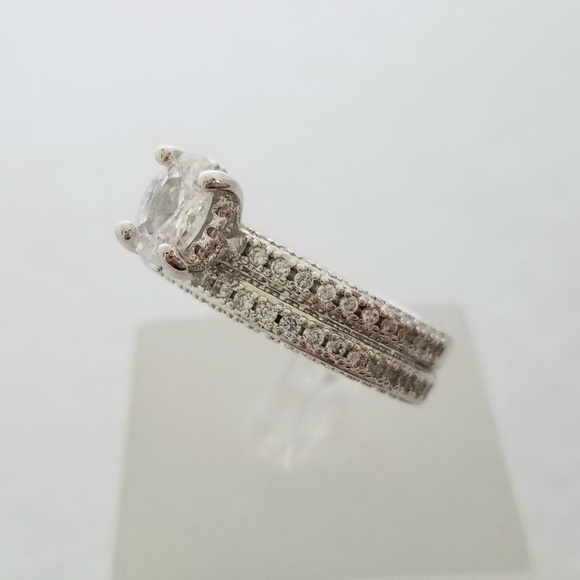 (2pcs) 1ct TW 18k Over Sterling Ring Set - Picture 2 of 8